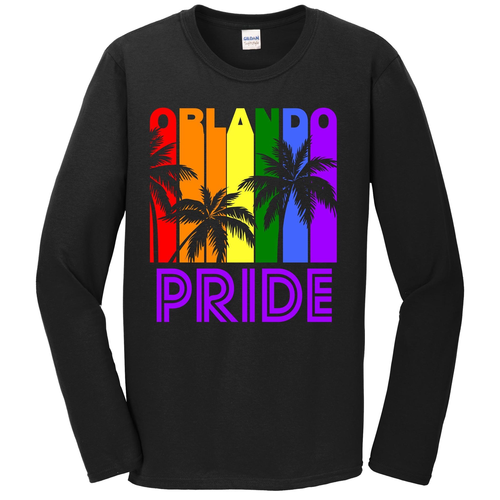 Orlando Pride Gay Pride LGBTQ Rainbow Palm Trees Long Sleeve T-Shirt