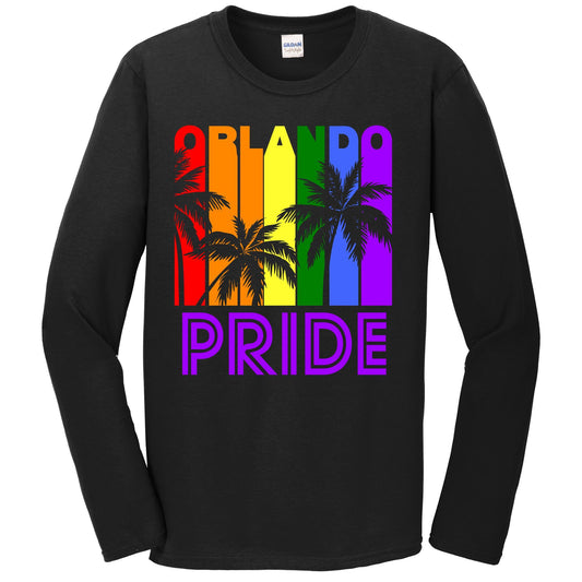 Orlando Pride Gay Pride LGBTQ Rainbow Palm Trees Long Sleeve T-Shirt