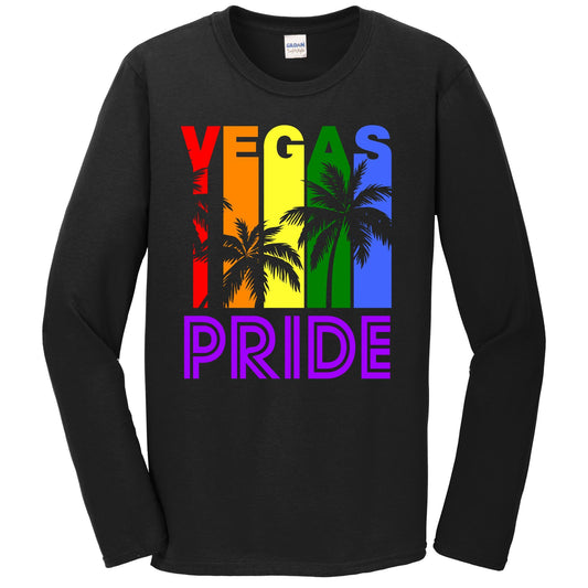 Las Vegas  Pride Gay Pride LGBTQ Rainbow Palm Trees Long Sleeve T-Shirt