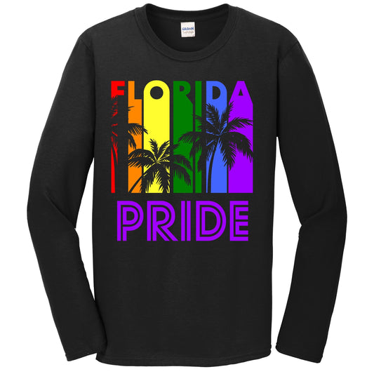 Florida Pride Gay Pride LGBTQ Rainbow Palm Trees Long Sleeve T-Shirt