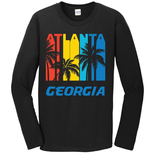 Retro Atlanta Georgia Palm Trees Vacation Long Sleeve T-Shirt