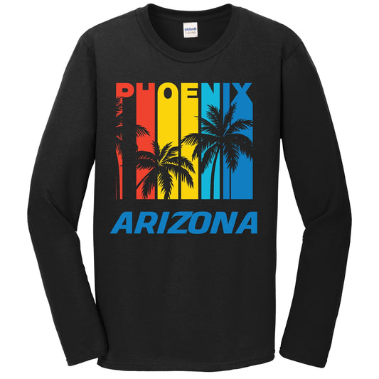 Retro Phoenix Arizona Palm Trees Vacation Long Sleeve T-Shirt