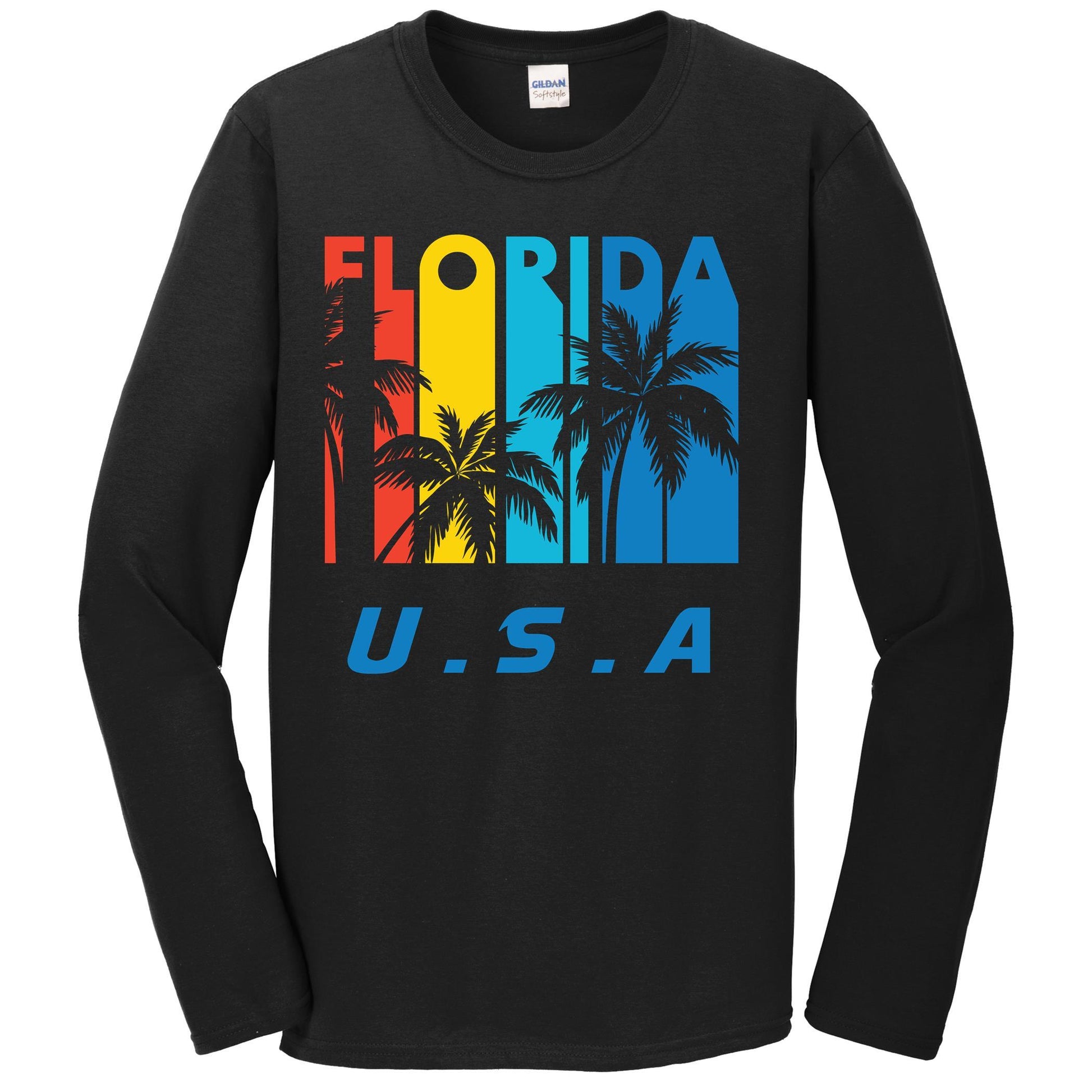 Retro Florida Palm Trees Vacation Long Sleeve T-Shirt