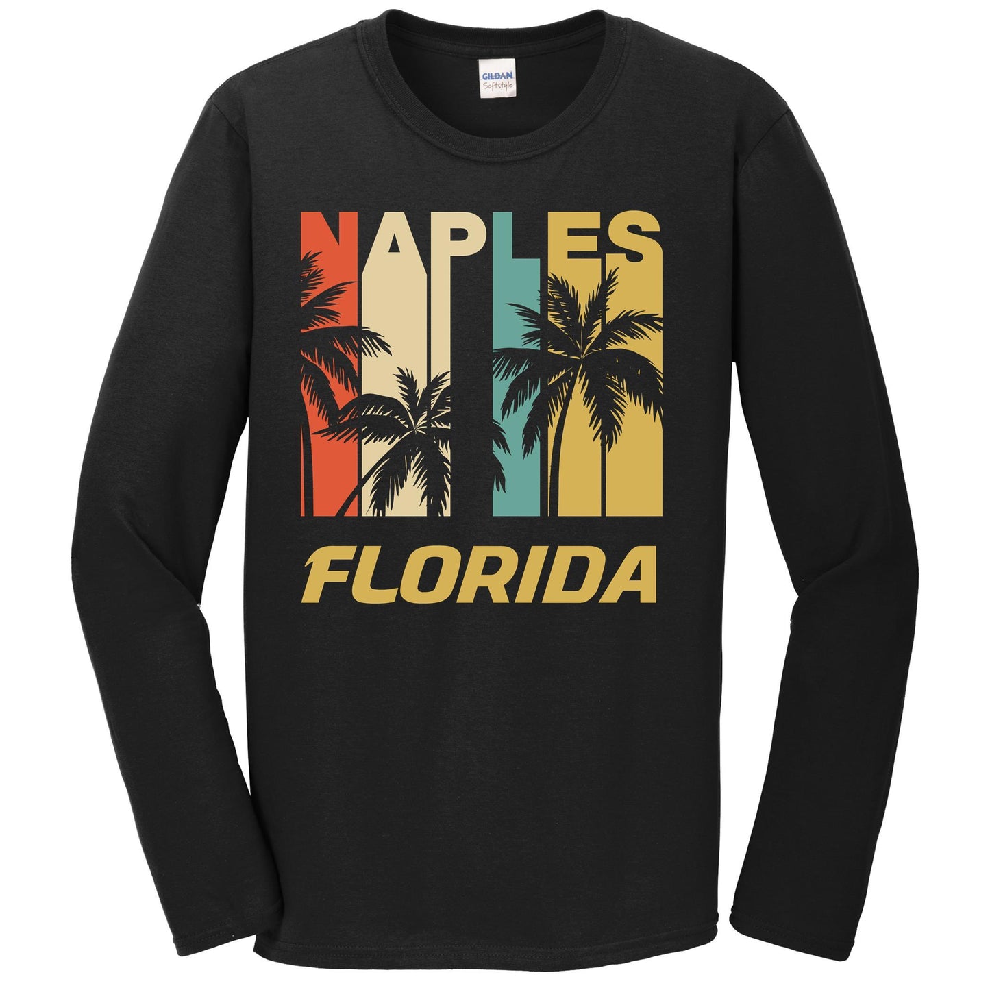 Retro Naples Florida Palm Trees Vacation Long Sleeve T-Shirt