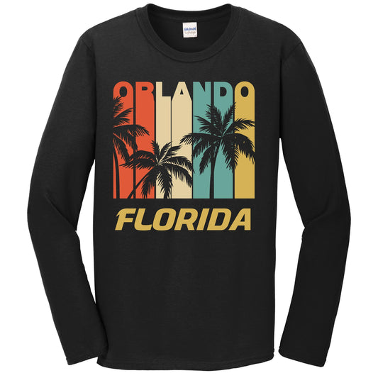 Retro Orlando Florida Palm Trees Vacation Long Sleeve T-Shirt