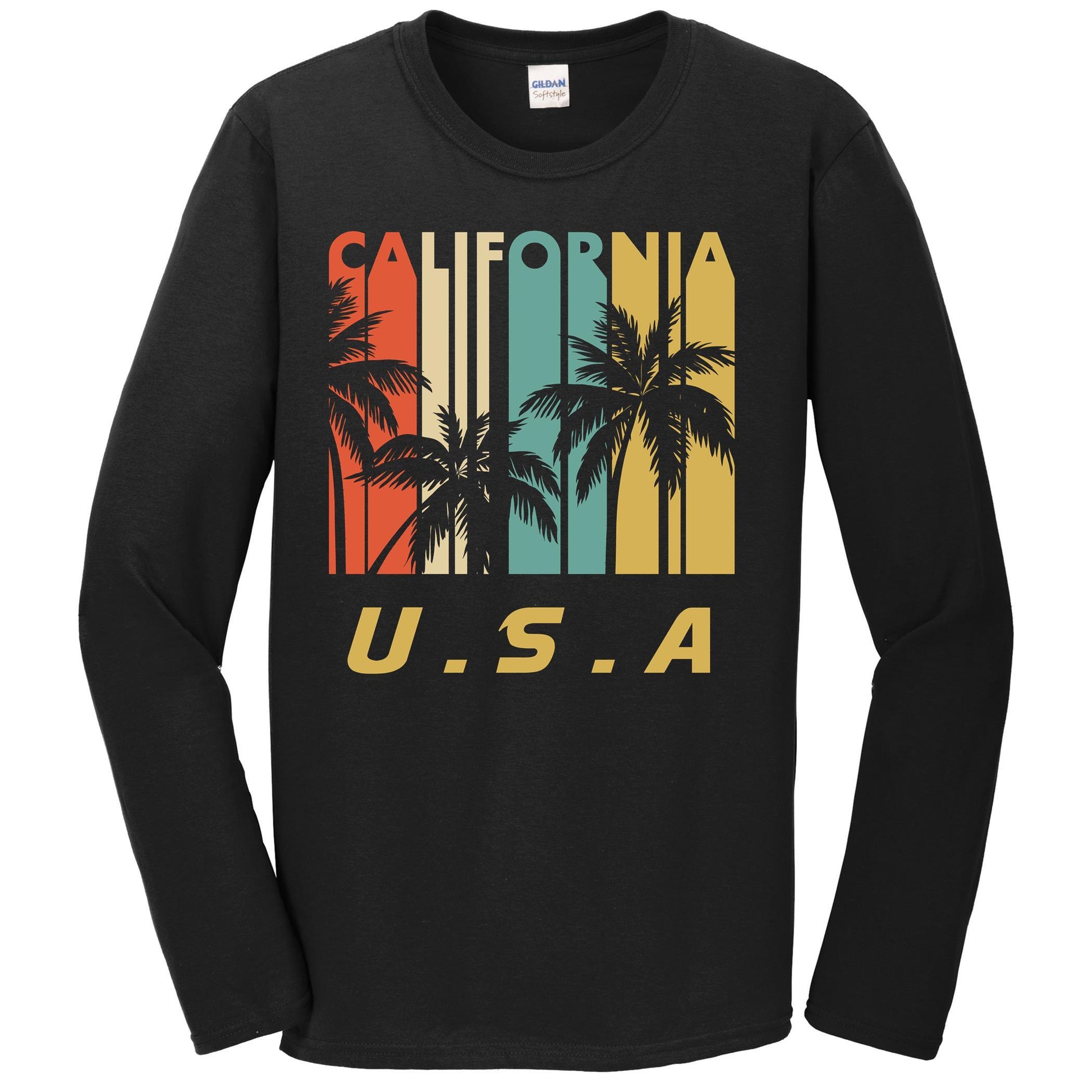 Retro California Palm Trees Vacation Long Sleeve T-Shirt