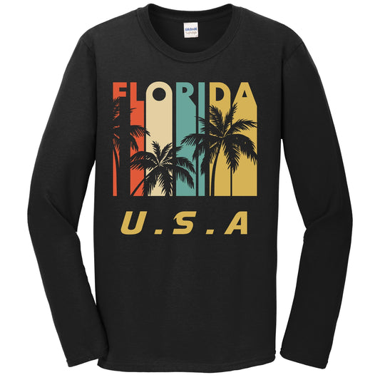 Retro Florida Palm Trees Vacation Long Sleeve T-Shirt