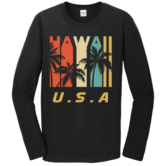 Retro Hawaii Palm Trees Vacation Long Sleeve T-Shirt