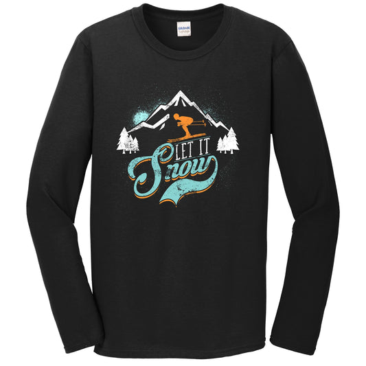 Let It Snow Funny Skiing Graphic Long Sleeve T-Shirt