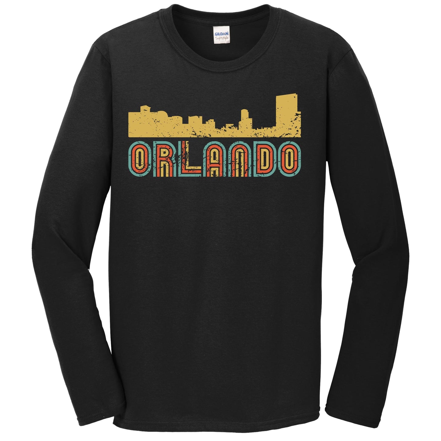 Retro Orlando Florida Skyline Long Sleeve T-Shirt