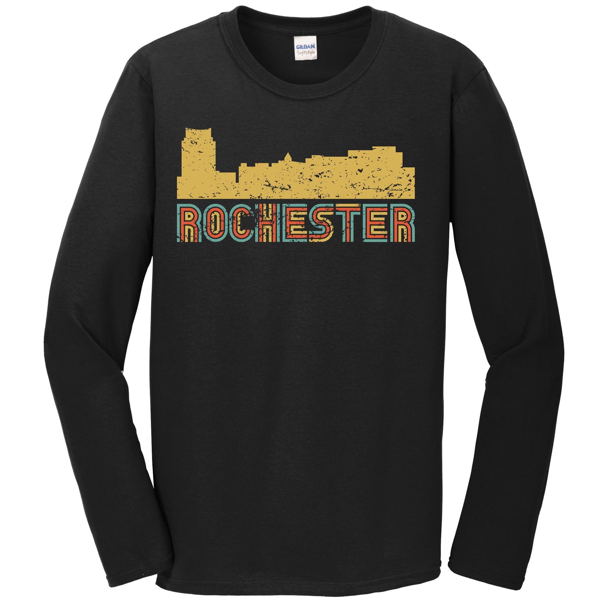 Retro Rochester Minnesota Skyline Long Sleeve T-Shirt