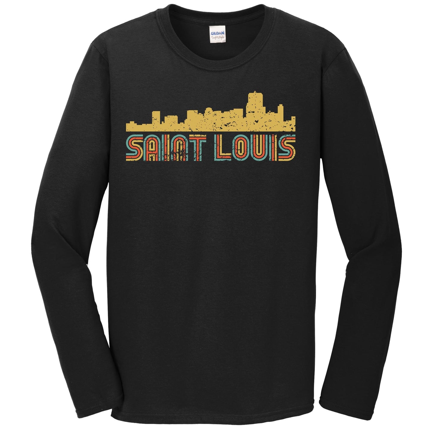 Retro Saint Louis Missouri Skyline Long Sleeve T-Shirt