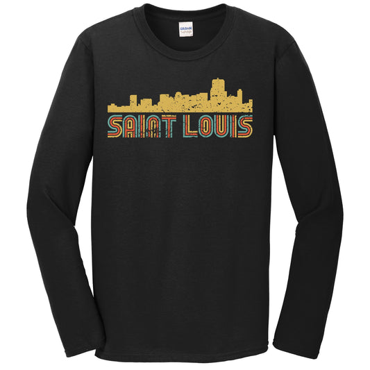 Retro Saint Louis Missouri Skyline Long Sleeve T-Shirt