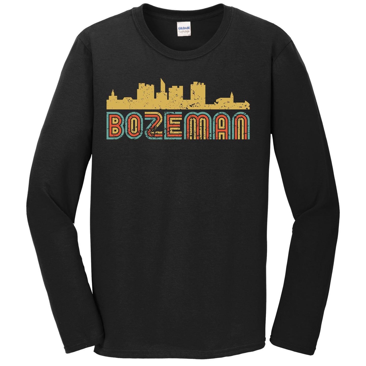 Retro Bozeman Montana Skyline Long Sleeve T-Shirt