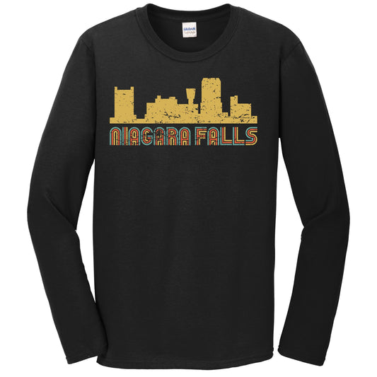Retro Niagara Falls New York Skyline Long Sleeve T-Shirt