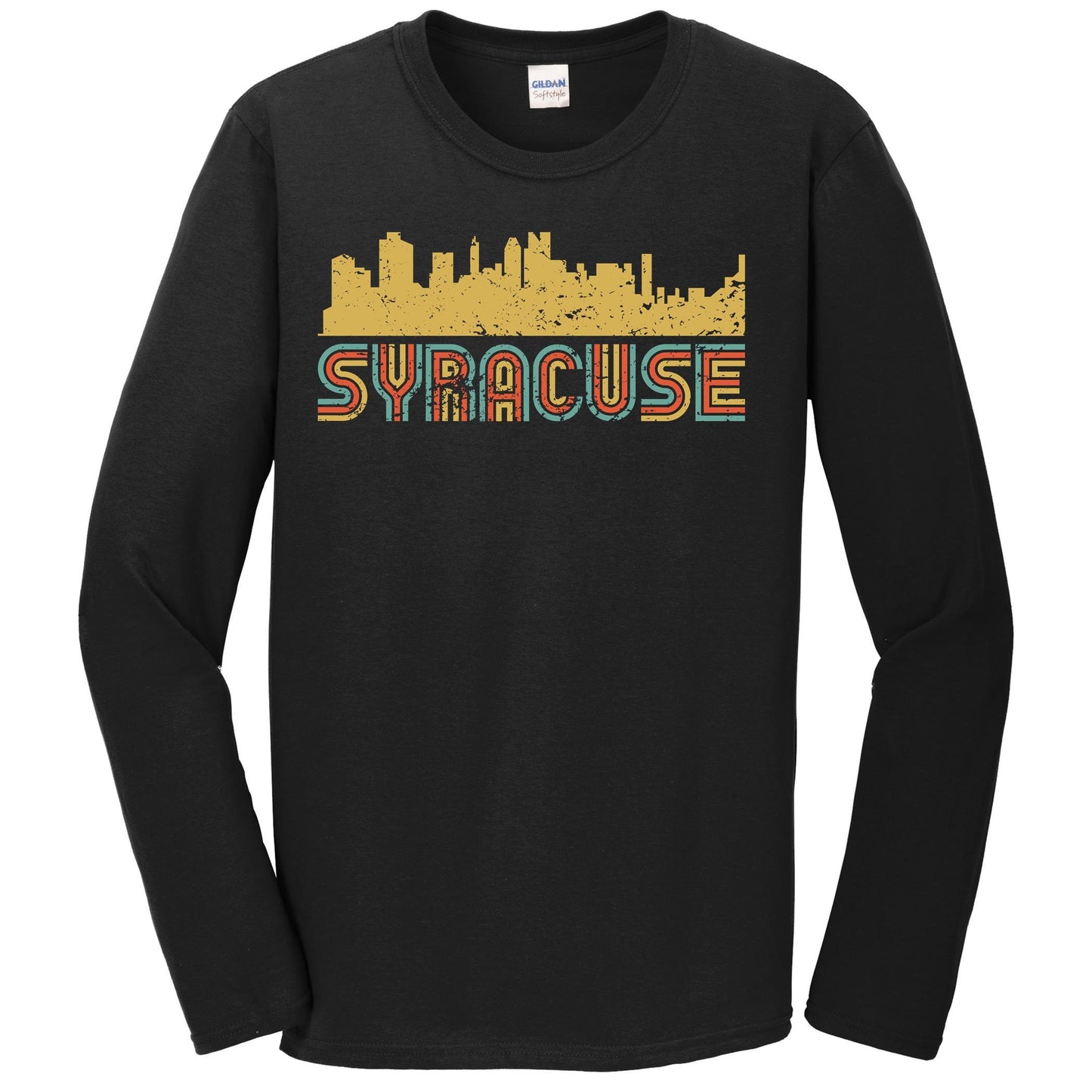 Retro Syracuse New York Skyline Long Sleeve T-Shirt