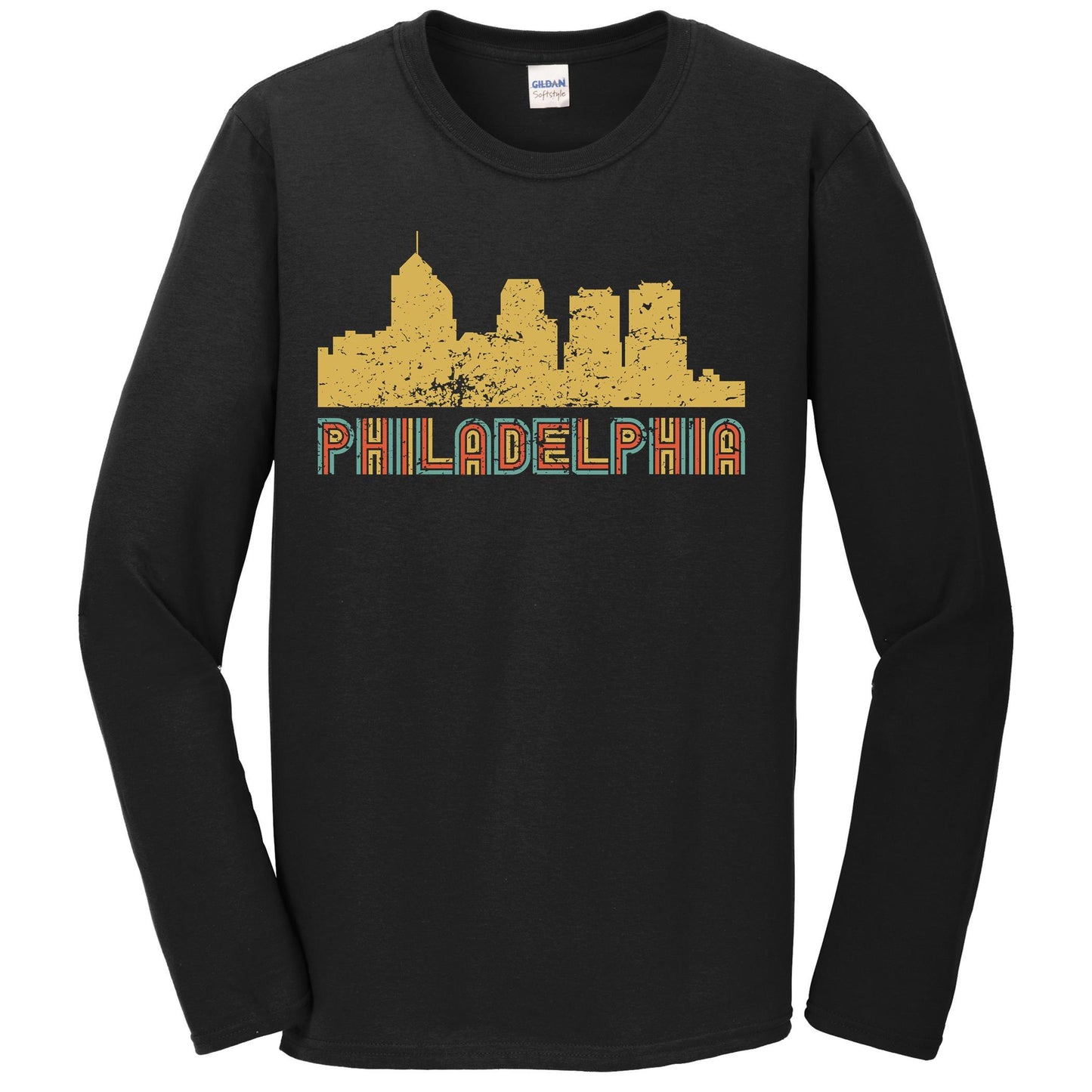 Retro Philadelphia Pennsylvania Skyline Long Sleeve T-Shirt
