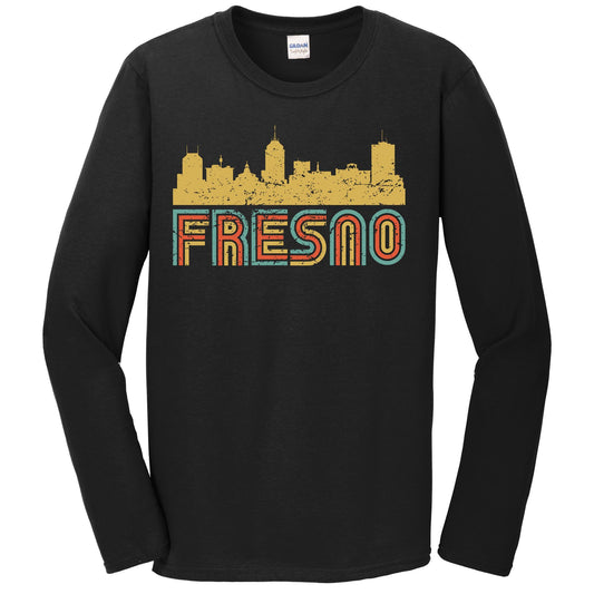 Retro Fresno California Skyline Long Sleeve T-Shirt