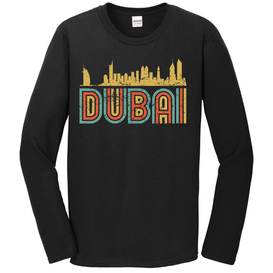 Retro Dubai United Arab Emirates Skyline Long Sleeve T-Shirt