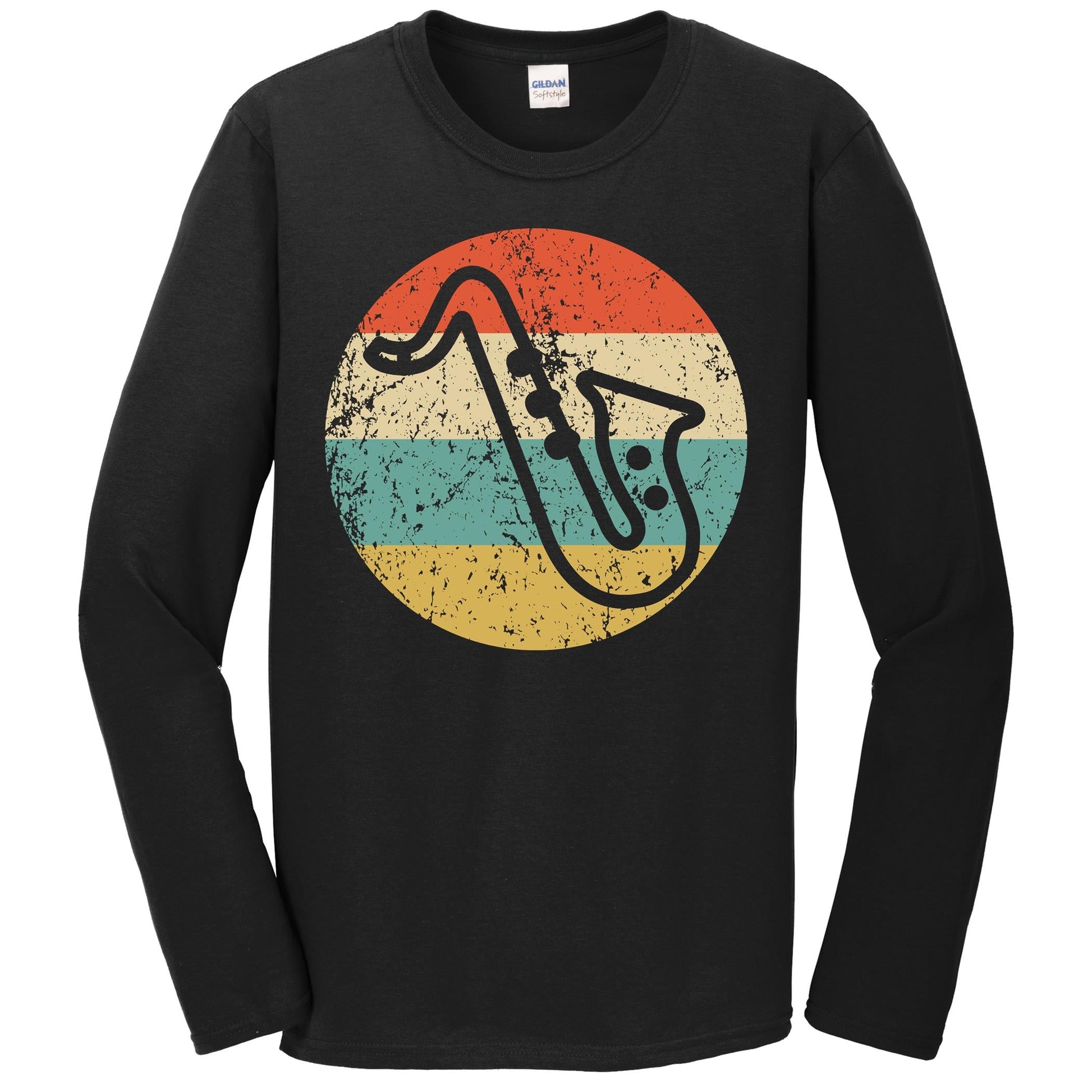 Saxophone Retro Style Music Long Sleeve T-Shirt