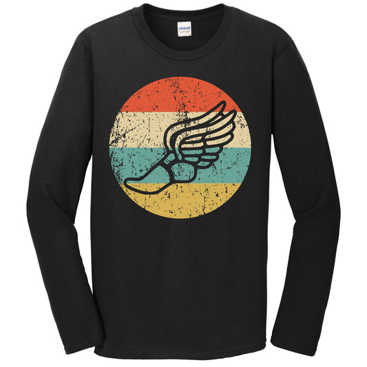 Running Shoe With Wings Retro Style Track Long Sleeve T-Shirt