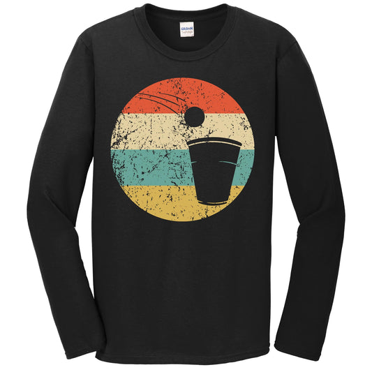 Drinking Games Retro Beer Pong Icon Long Sleeve T-Shirt