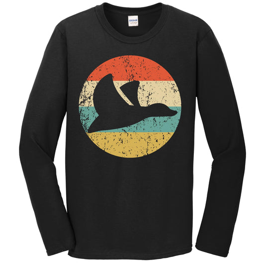 Duck Hunting Retro Flying Duck Icon Long Sleeve T-Shirt