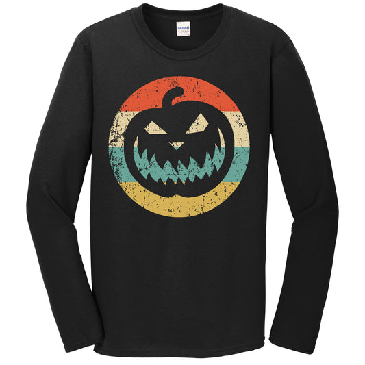 Halloween Retro Jack-O-Lantern Pumpkin Icon Long Sleeve T-Shirt