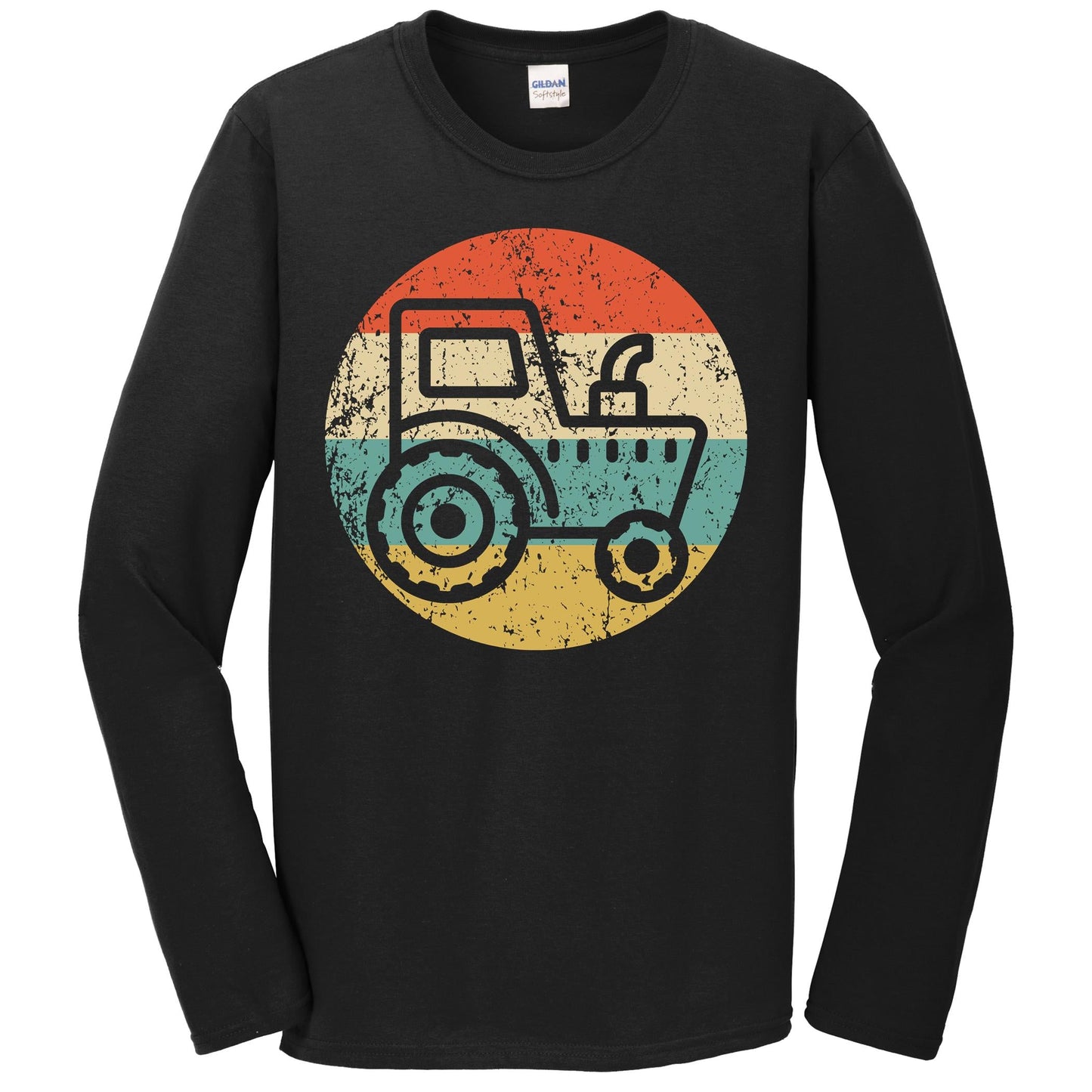 Farmer Retro Tractor Icon Long Sleeve T-Shirt