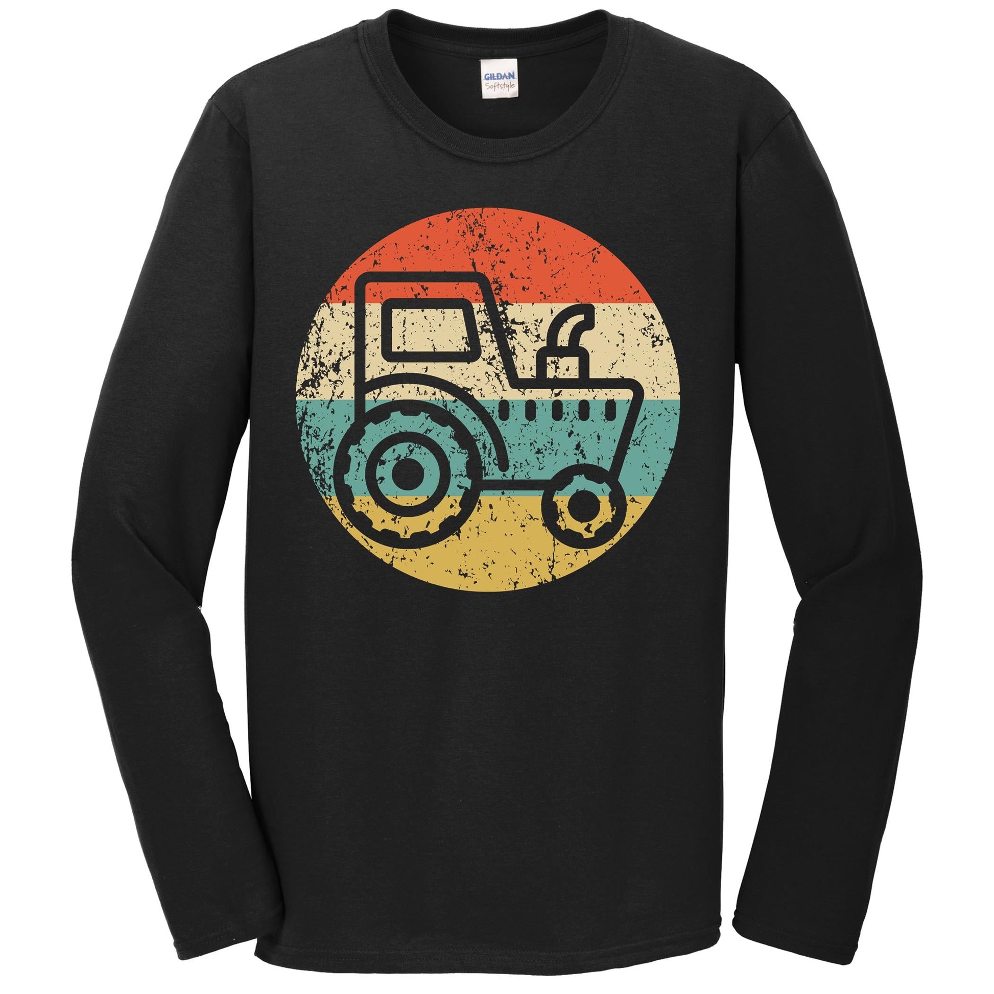 Farmer Retro Tractor Icon Long Sleeve T-Shirt