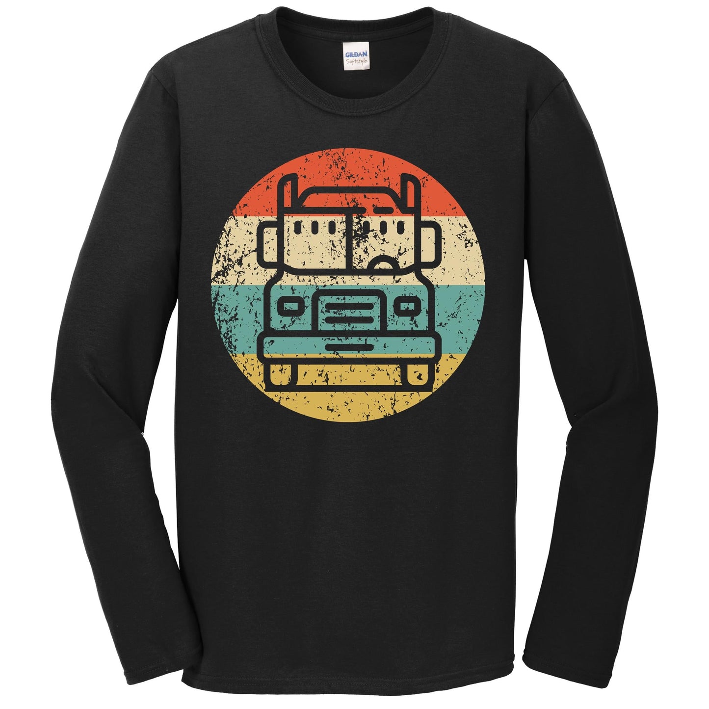 Truck Driver Retro Semi Truck Icon Long Sleeve T-Shirt