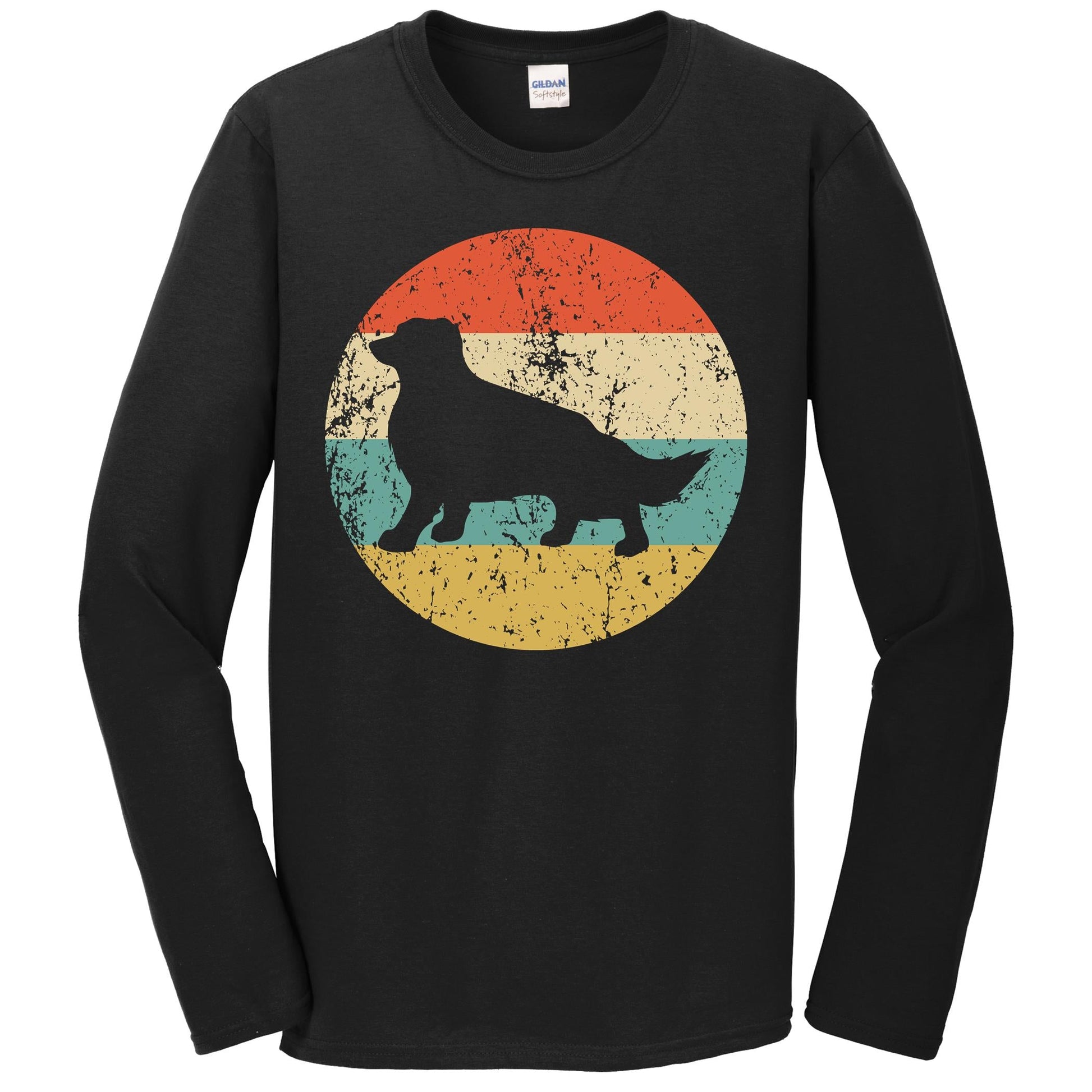 Retro Border Collie Dog Breed Icon Long Sleeve T-Shirt