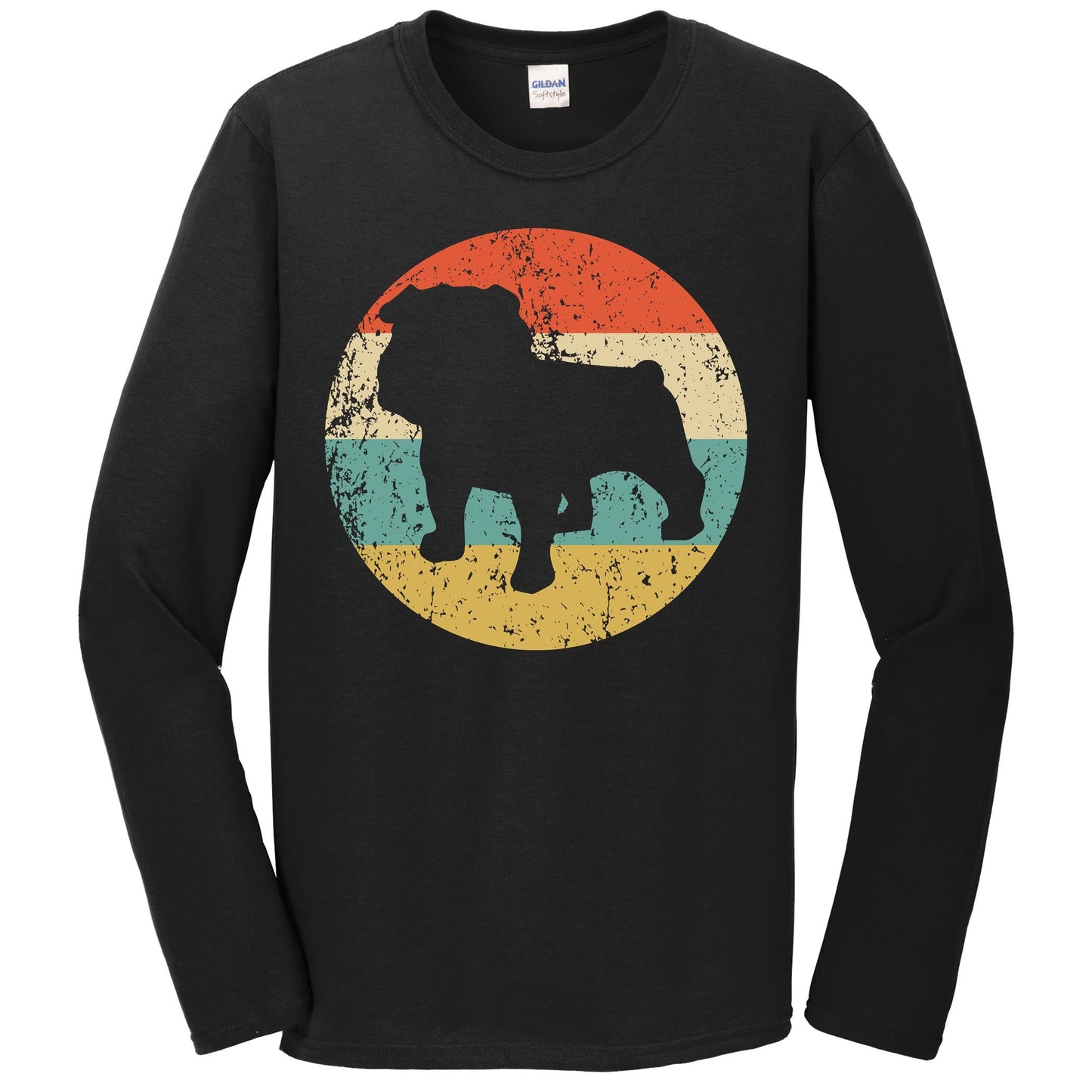 Retro English Bulldog Dog Breed Icon Long Sleeve T-Shirt