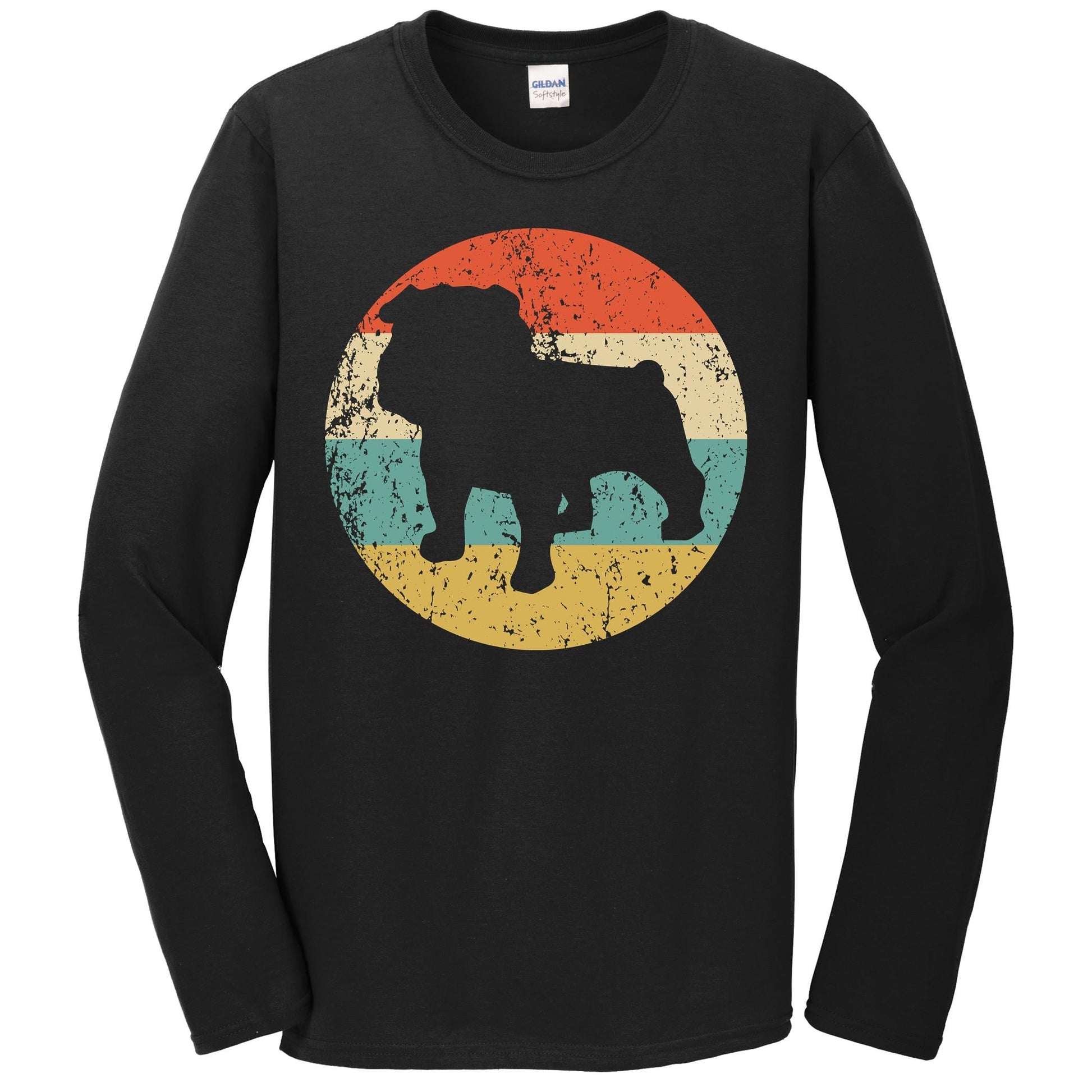 Retro English Bulldog Dog Breed Icon Long Sleeve T-Shirt