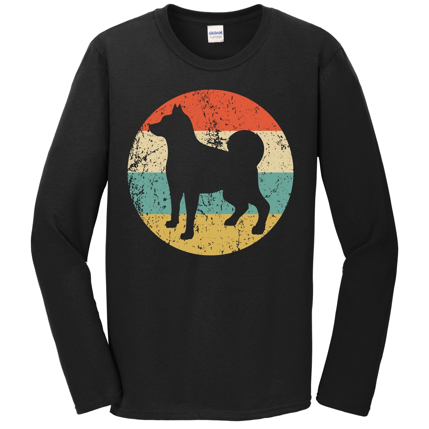 Retro Norwegian Elkhound Dog Breed Icon Long Sleeve T-Shirt