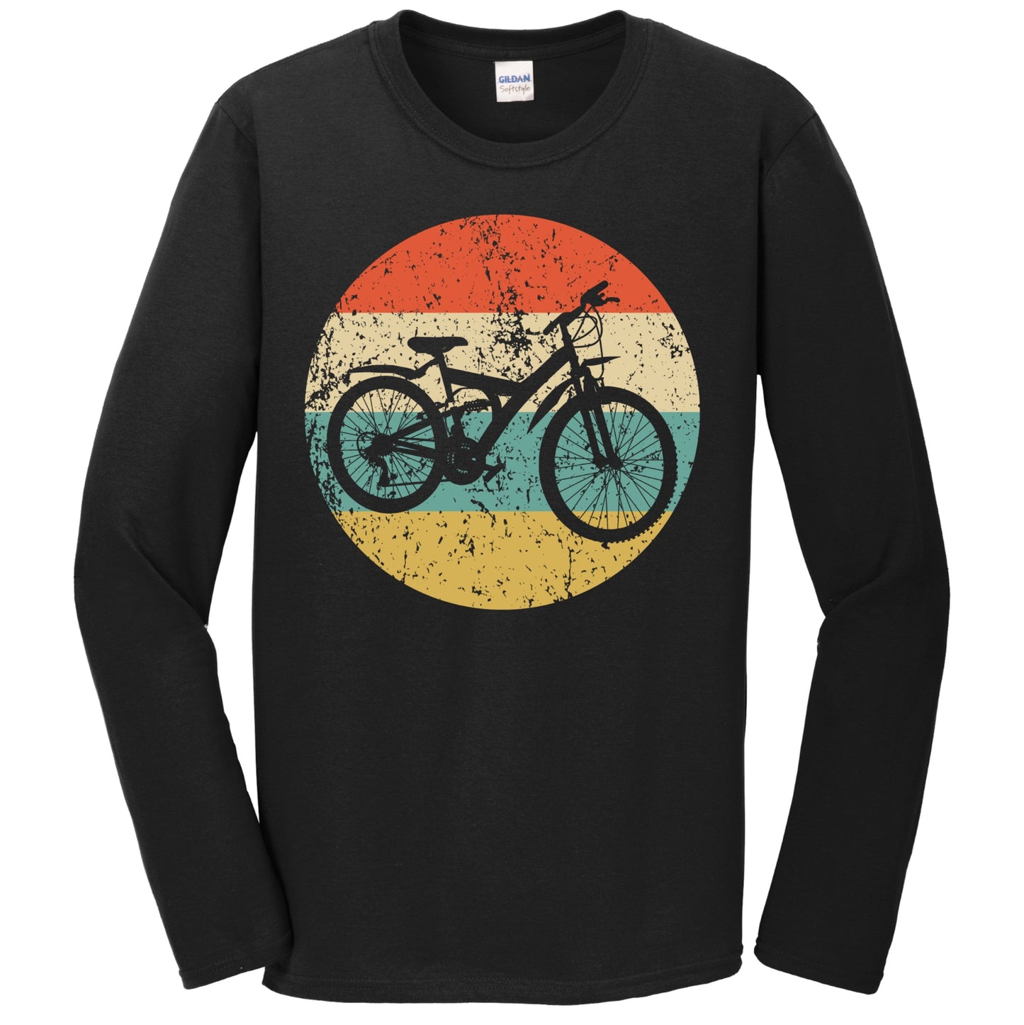 Mountain Biking Shirt - Retro Mountain Bike Icon Long Sleeve T-Shirt