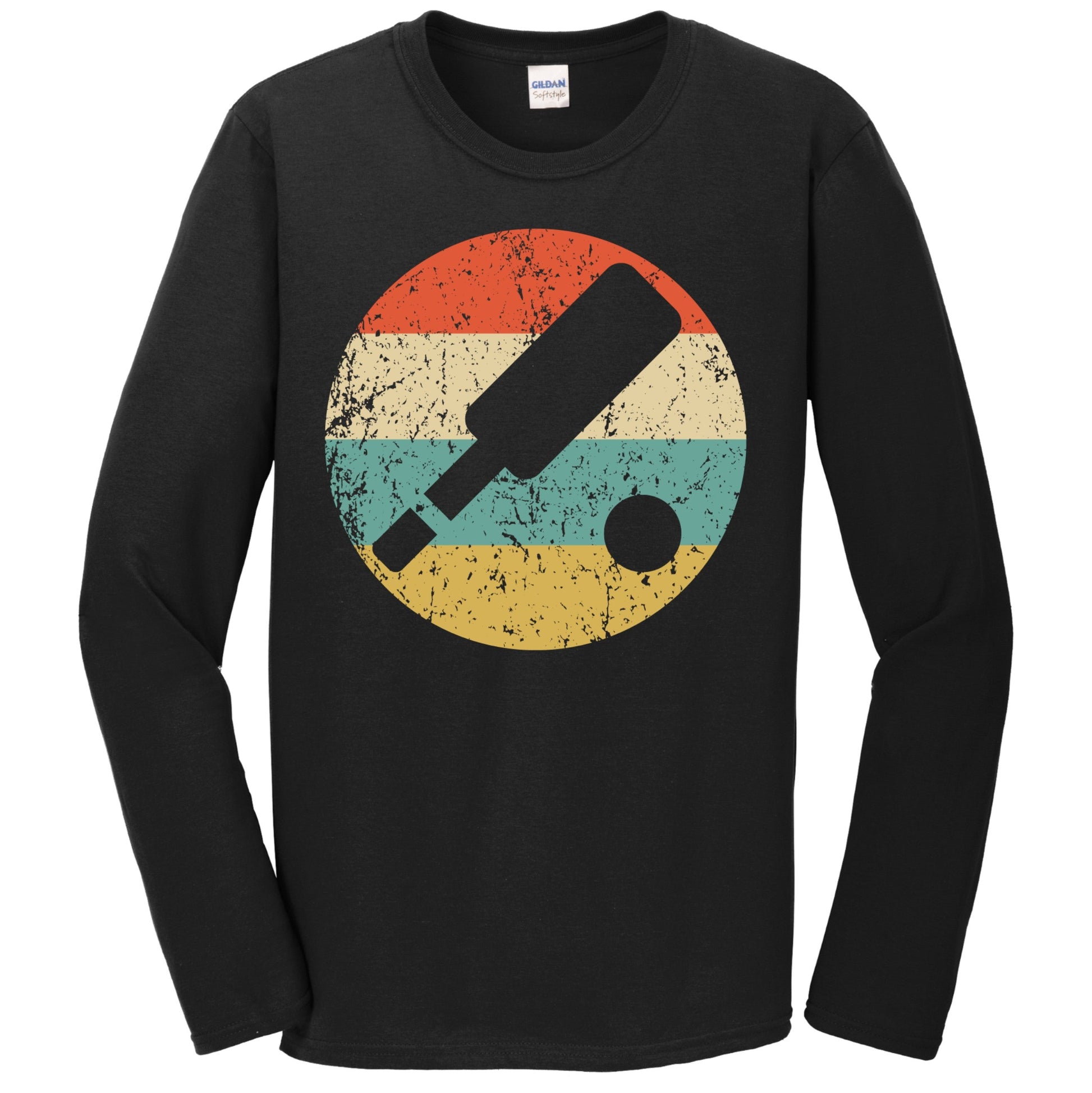 Cricket Shirt - Retro Cricket Paddle Icon Long Sleeve T-Shirt