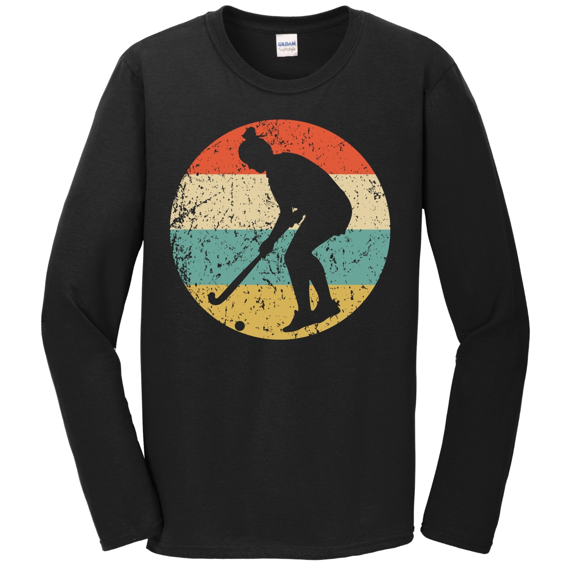 Field Hockey Shirt - Retro Field Hockey Player Icon Long Sleeve T-Shirt