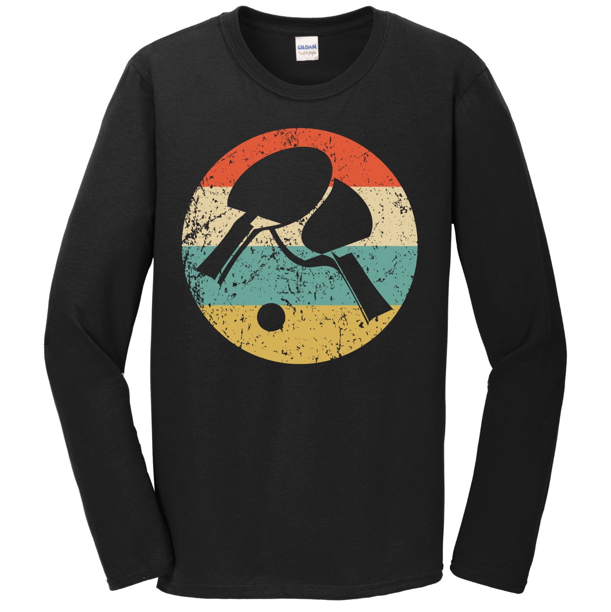 Table Tennis Shirt - Retro Table Tennis Paddles Icon Long Sleeve T-Shirt