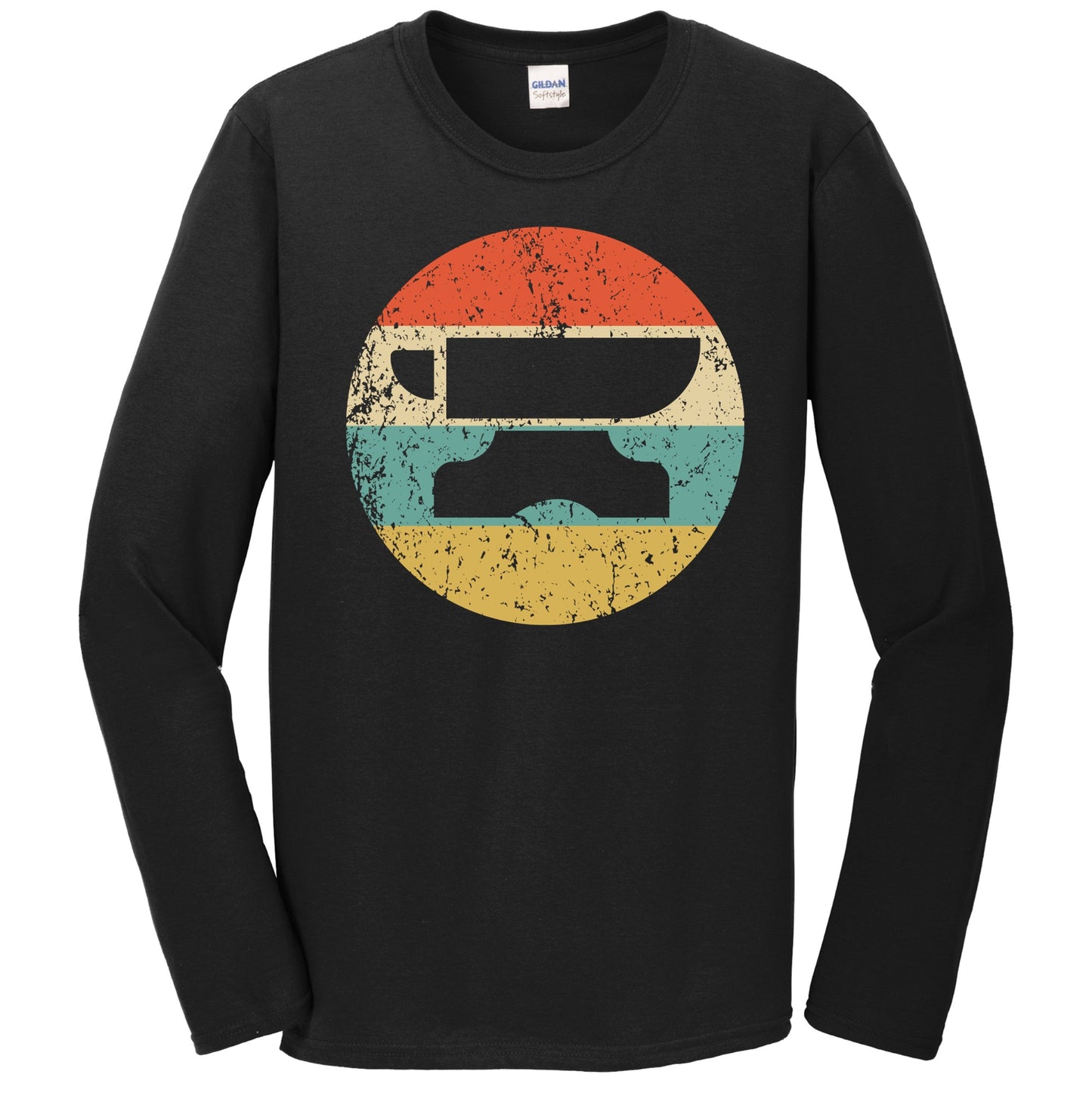 Retro Anvil 1960s 1970s Vintage Style Blacksmith Metalworker Long Sleeve T-Shirt