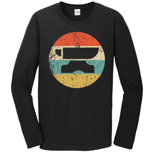 Retro Anvil 1960s 1970s Vintage Style Blacksmith Metalworker Long Sleeve T-Shirt