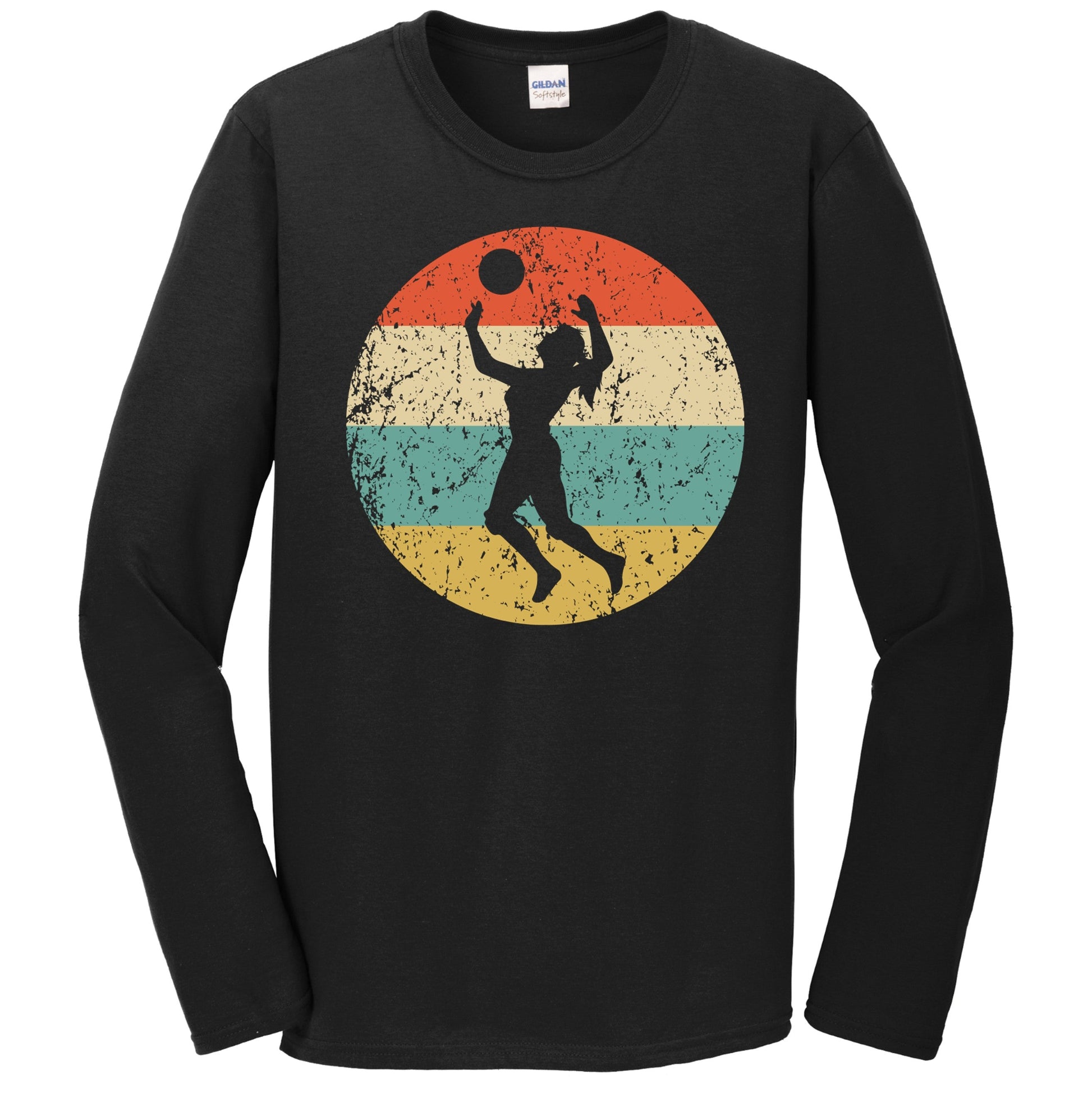 Retro Volleyball Serve 1960s 1970s Vintage Style Volleyball Long Sleeve T-Shirt