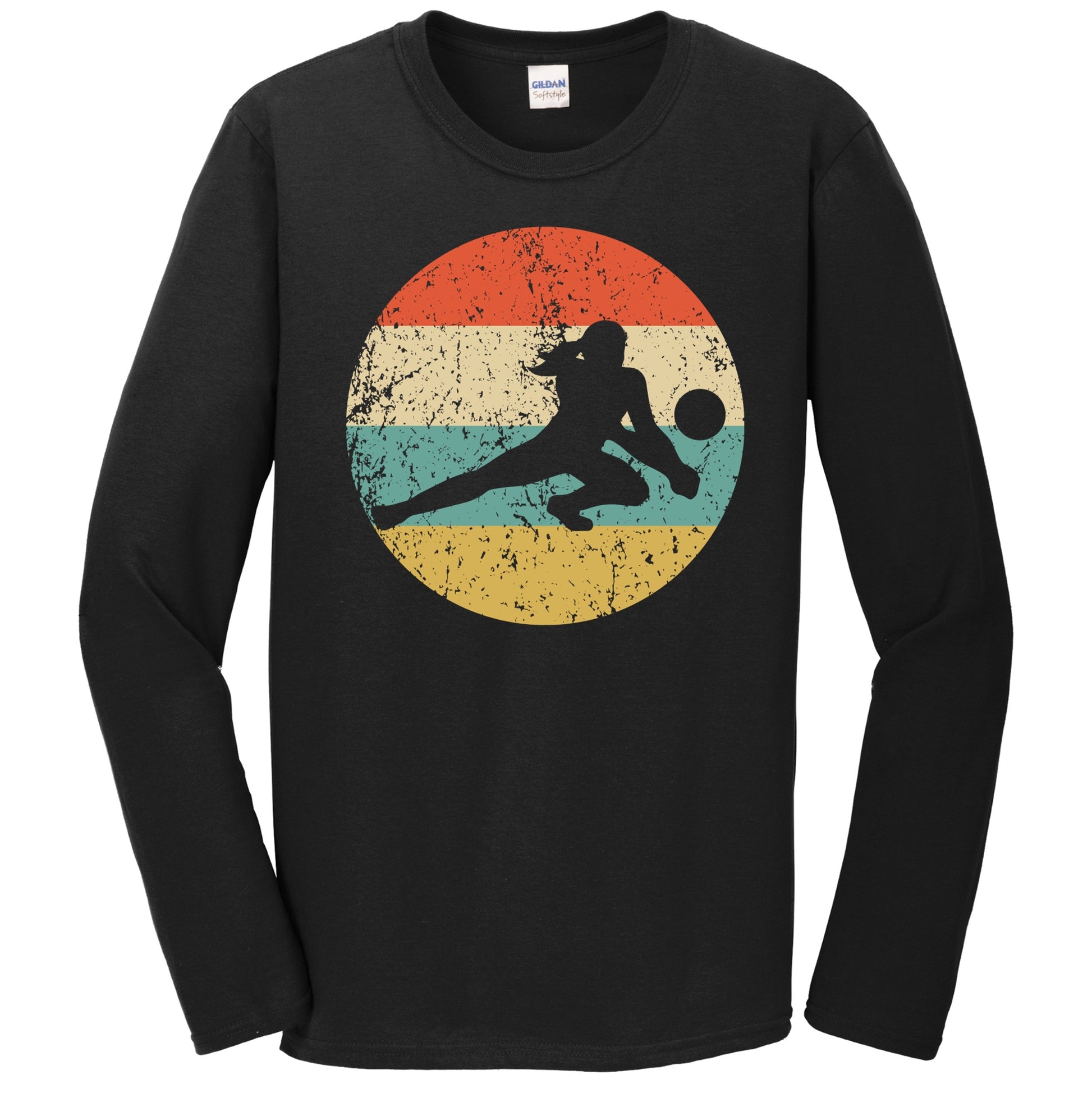 Retro Volleyball Dig 1960's 1970's Vintage Style Volleyball Long Sleeve T-Shirt