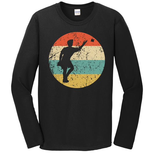 Retro Cornhole Toss 1960's 1970's Vintage Style Cornhole Long Sleeve T-Shirt