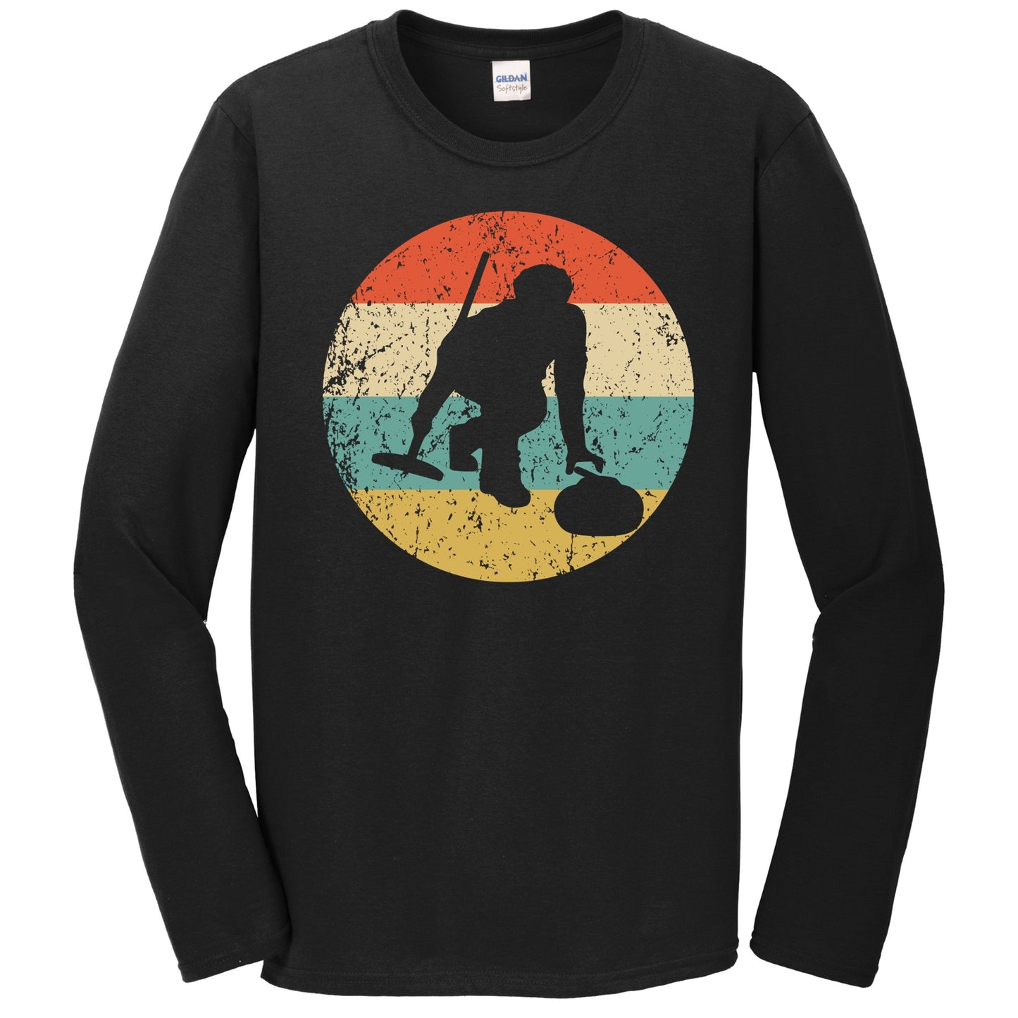 Retro Curling 1960's 1970's Vintage Style Curler Long Sleeve T-Shirt