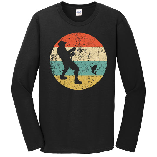 Retro Fisherman 1960's 1970's Vintage Style Fishing Long Sleeve T-Shirt