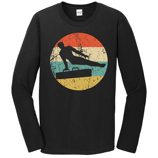 Retro Male Gymnast 1960's 1970's Vintage Style Gymnastics Long Sleeve T-Shirt
