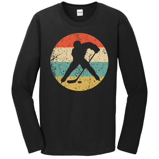 Retro Hockey Player 1960's 1970's Vintage Style Ice Hockey Long Sleeve T-Shirt
