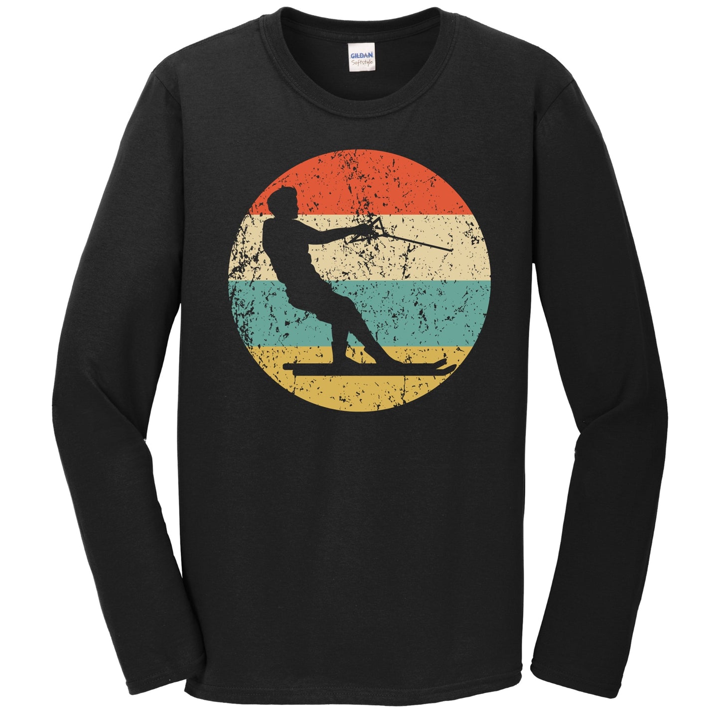 Retro Waterskier 1960's 1970's Vintage Style Waterskiing Long Sleeve T-Shirt