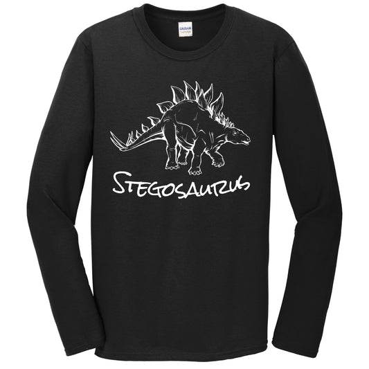 Stegosaurus Sketch Cool Prehistoric Animal Dinosaur Long Sleeve T-Shirt